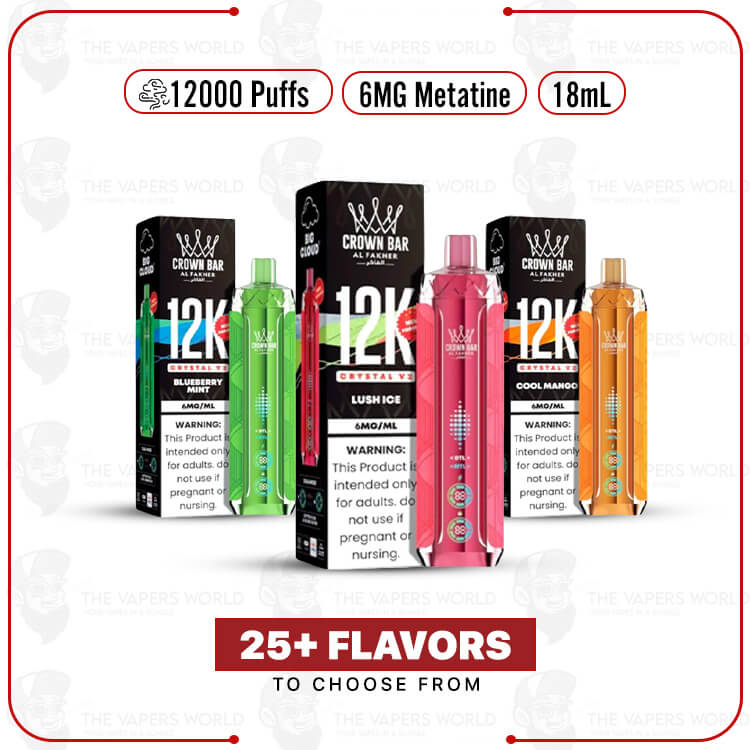 Crown-Bar-Al-Fakher-12K-Crystal-V2-Metatine-1.jpg AL Fakher Crown Bar 12K Crystal V2 Disposable Vape - Image 1