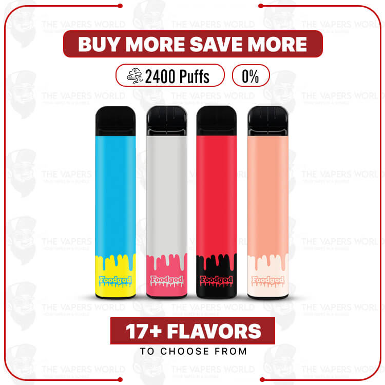 Foodgod-Disposable-Vape-2400-Puffs.jpg Foodgod Disposable Vape 0% 2400 Puffs - Image 1