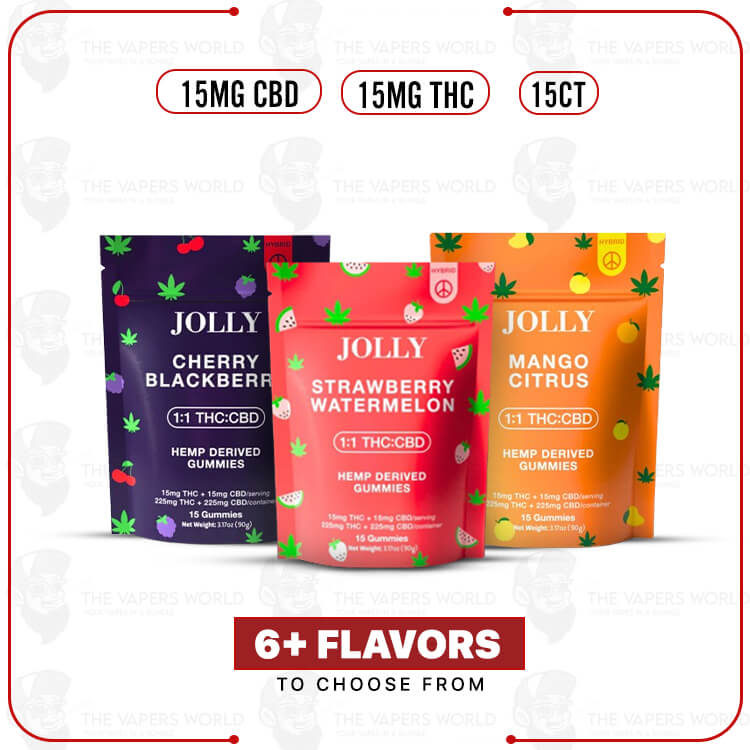Jolly-1-1-D9THC-CBD-Gummies-15MG-15CT-PK-1.jpg Jolly 1:1 D9THC: CBD Gummies -15MG – 15CT/PK - Image 1
