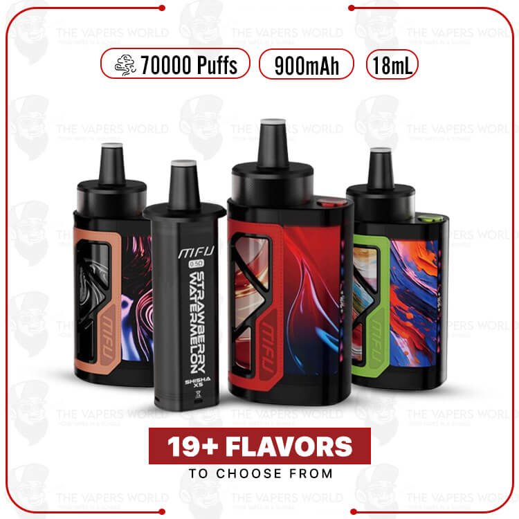 MFU-SHISHA-X5-Hookah-70K-Puff-Disposable.jpg MFU SHISHA X5 Hookah 70K Puff Disposable - Image 1