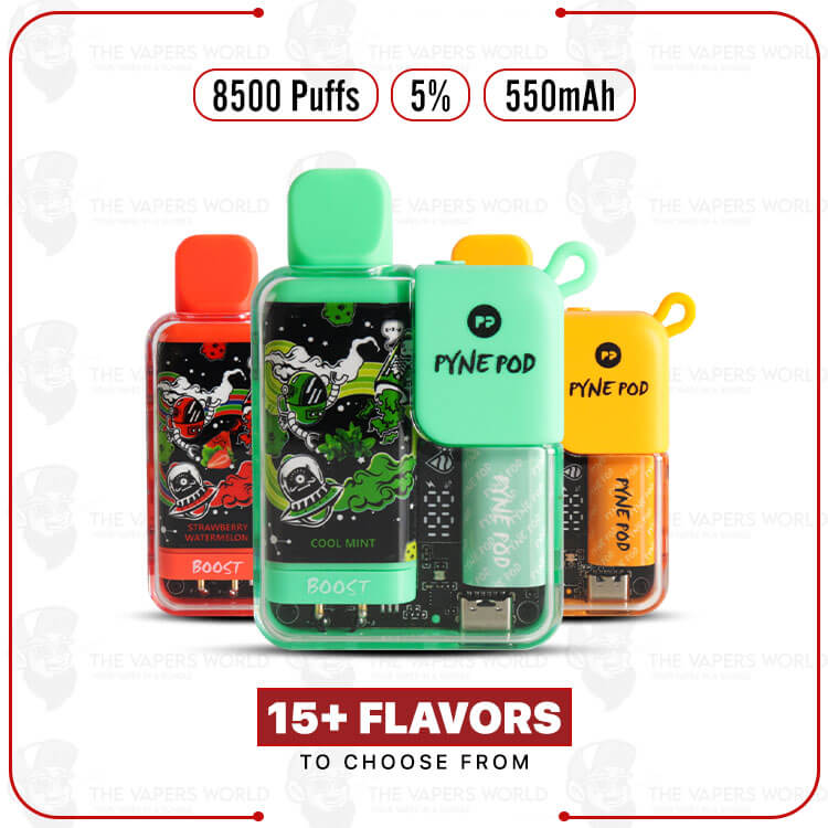 Pyne-Pod-BOOST-8500-Puffs-Disposable-Vape-1.jpg Pyne Pod BOOST 8500 Puffs Disposable Vape - Image 1